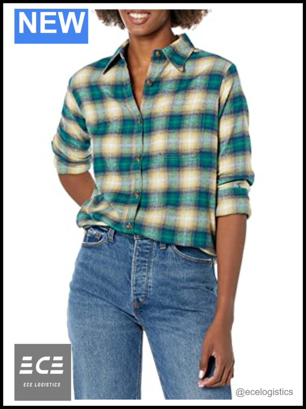Dickies Women's Plus Long Sleeve Plaid Flannel Shirt Plaid